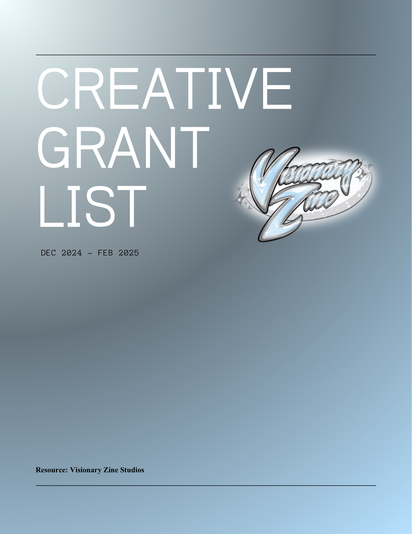 CREATIVE GRANT LIST VOL. 1